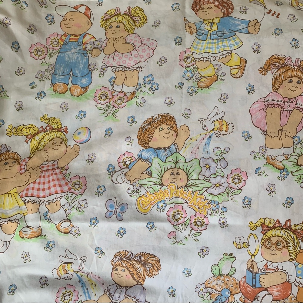 Vintage 1983 Cabbage Patch Kids 2pc Set Twin Flat Sheet & Standard Pillowcase